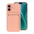 Mobilskal iPhone 16 Silikon med Korthållare - Rosa Rosa