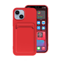 Pikkukuva 1 / 4: iPhone 14 Plus Silikonskal med Korthållare - Röd Red