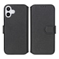 Miniatyrbillede 1 af 5: iPhone 16 Plus Plånboksfodral Äkta Läder Rvelon - Svart Black