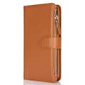 Etui til iPhone 13 Pro Brun Multifunksjonell Solid Glidelås Håndleddsveske Lommebok med Flere Kort Skinn No11559
