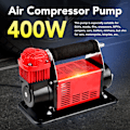 Miniatyrbild 8 av 8: Däckpump Heavy Duty Dubbla Cylindrar Bärbar 12V 400W Luftkompressor för Bil- och Lastbilsdäck
