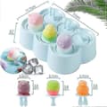 Miniatyrbillede 2 af 5: Børneisforme, 6 små isforme, silikone ispindeforme, genanvendelige ispindeforme, blå mini-isforme A