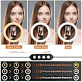 Miniatyrbillede 4 af 6: Ringlys med stativ, 10 tommer ringlys med 63 tommer stativ selfie-ringlys med 3 farver til makeup, live streaming, YouTube, Tiktok, Vlog og