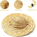 Miniatyrbilde 3 av 5: Pet Sombrero Halmhatt Justerbar Hawaii Hage Solbøtte Cap