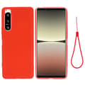 Til Sony Xperia 5 IV Solid Color Liquid Silicone Dropproof Full Coverage Protective CaseRed