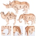 Miniatyrbillede 3 af 8: NUOBESTY 3 stk. 3D trædyr puslespil model kit legetøj