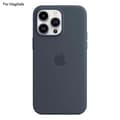 För iPhone 14 Pro-fodral kompatibelt med MagSafe flytande silikon telefon baksida (mörkblå)