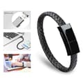 USB-kabelarmband Kort Bärbar Läderladdare (L/M)