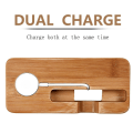 Miniatyrbilde 4 av 7: Apple Watch-stativ, bambus treladingstativ brakett dokkingstasjon holder for iPhone X 8 7 6 Plus 5 5c og Apple Watch (lys brun)
