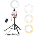 Miniatyrbillede 1 af 6: Selfie Ring Light med stativ og mobilholder til live