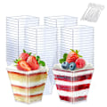 Miniatyrbild 1 av 5: Eleganta Genomskinliga Dessertskålar i Plast, Fyrkantig Transparent Design För Minnesvärd Dessertpresentation, Mångsidig Användning Vid Olika Evenemang, Stapelbara Skålar