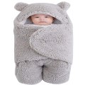 Miniatyrbillede 1 af 5: Baby hætte tæppe nyfødt sovepose wrap vinter varm fleece tæppe med ben strikket barnevogn wrap toddler