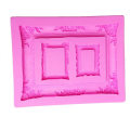 Miniatyrbillede 2 af 7: Silikoneform Vintage Ramme Billede Barok Spejl Kage Fondant