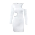 Miniatyrbillede 1 af 5: Sexet One Shoulder Ærmeløs Udskæring Ruched Miniklubkjole