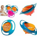 Miniatyrbillede 1 af 5: Baby Gyro Bowl Gyroskopisk skål med låg Legetøjsservice til børn Småbørn 360 graders rotation Spildresistent (Blå)
