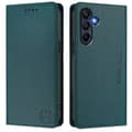 För Samsung Galaxy A26 5G Läderfodral RINACASIS RC01 Telefonfodral med RFID-blockerande Plånboksstativ (Mörkgrön, Mörkgrön)