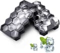 2-pack isbitsformar i silikon, 14 isbitsformar med lock, BPA-fria isbitsformar, minihexagonala isbitar, svart A