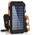 Miniatyrbilde 1 av 5: Solarlader 20000mAh Power Bank bærbar solcellelader, campingvanntett ekstern batterilader for mobiltelefon, 2 stk USB/LED-lommelykter med