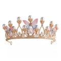 Miniatyrbillede 1 af 6: Pige Butterfly Crown Pearl Hovedbånd til Halloween Kostume Bryllup