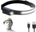 LED-hodelykt med 230° belysning, vanntett, 4 moduser, bevegelsessensor-hodelykt, USB-hodelykt for fotturer, løping, fiske, camping