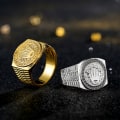 Miniatyrbillede 5 af 6: Ringe til mænd Hip Hop Sølv Guld Konge Krone Knust Hjerte