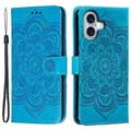 Kompatibel med iPhone 16 Fodral PU Läder Mandala Präglad Design Plånboksfodral Blå