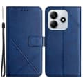 Til Xiaomi Redmi Note 14 5G Læderetui Linjemønster Pung Telefoncover - Blå (Blå)