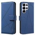 Geometrisk mønster RFID læder telefoncover (blå, til Samsung Galaxy S24 Ultra 5G)