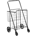 Miniatyrbild 4 av 11: SucceBuy Folding Shopping Cart med dubbla korgar, 110 lbs kapacitet, rullande design svart