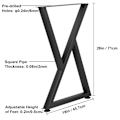 Miniatyrbild 2 av 9: SucceBuy 28x18\" Z-formade bordsben i metall, set om 2 för skrivbord/matbord