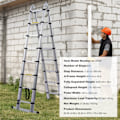 Miniatyrbild 11 av 11: SucceBuy Teleskopisk Förlängningsstege 5 m A-form med Stabiliseringsstång för Husbil