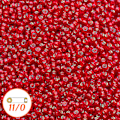 Miniatyrbild 3 av 3: Miyuki seed beads 11/0, silver-lined ruby, 10g röd