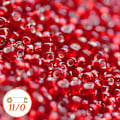 Miniatyrbild 1 av 3: Miyuki seed beads 11/0, silver-lined ruby, 10g röd