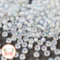 Miniatyrbild 1 av 4: Miyuki seed beads 11/0, white-lined crystal AB, 10g vit