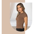 Miniatyrbild 3 av 7: Basic slim fit t-shirt för kvinnor, skims Y2K topp dupe, crop tops kvinnor, magfri topp kvinnor, basic crop tops casual atletisk topp tonåring streetwear, Y2K skjorta BRUN L