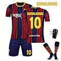 Miniatyrbillede 3 af 9: 20-21 Barcelona trøje hjemme og ude sort, guld og pink Messi fodbolduniform sæt Barcelona pink No. 9 black socks 18#