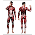 Miniatyrbillede 4 af 5: Voksen 2-delt bodysuit med muskeltryk Print Halloween Cosplay M XL