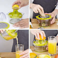 Miniatyrbilde 4 av 5: Multifunksjonell manuell sitruspresse, 4 i 1 juicepresse for appelsiner, sitroner, sitrusfrukter, med 1 rivjern, gravert måling 400 ml
