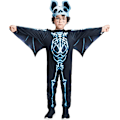 Miniatyrbillede 1 af 7: Skeletkostume til børn, Halloween gløder i mørket flot kjole outfit til karnevalsfest 3-10 år fladdermus 4-6 Jahre