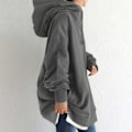 Pikkukuva 5 / 5: Syksyn ja talven naisten hip hop -tyyliin sopiva avoin vetoketjullinen huppari päivittäiseen työskentelyyn ja ostoksiin, Khaki Khaki 4XL