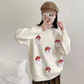 Miniatyrbillede 7 af 7: Sød jule rød lazy style sweater til kvinder efterår og vinter aldersreducerende løs mave-dækkende slankende toppe MJ51 red One size [85-140 catties]