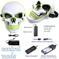 Pikkukuva 4 / 7: Halloween LED-naamio, LED-luurankonaamio, LED-puhdistusnaamiot, kauhunaamio, halloween-naamio, karnevaaliin, halloweeniin, cosplayhin ja juhliin Green