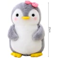 Miniatyrbild 2 av 7: Plushdjur Pingvin Gosedjur för Flickor Mjukt Gosedjur för Gos och Lek Squishmallow Pingvin Plush för Flickor (Pingvin med Rosett, 25cm) Grå pingvin