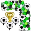 Fodboldfestdekorationssæt, 111 dele latexballonsæt til børnefødselsdag, grøn hvid guld