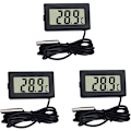 Miniatyrbild 1 av 5: Mini Termometer Digital LCD Termometer Temperaturmätare med Extern Sond för Bil/Kylskåp/Akvarium/Fisktank/Rum (3st Svart)