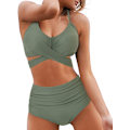 Miniatyrbild 1 av 5: Kvinnors höga midjebandage bikini set wrap tvådelad push up S