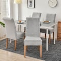 Miniatyrbilde 1 av 5: Stretchy Stoltrekk for Spisestuestoler, Stretchy Spandex med Elastisk Bånd Stoltrekk, Store Fløyels Spisestuestoltrekk (Lys Grå)