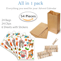 Miniatyrbillede 2 af 7: Tom Advent-kalender til at fylde, 24 Kraft-papirposer med klistermærke til julepynt 1