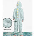 Miniatyrbild 3 av 7: Barnens dinosaurie-onesie pyjamas för pojkar och flickor, drak-huvtröja, kostym, unisex, grön, sovkläder, jumpsuit