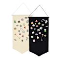Miniatyrbillede 1 af 5: Vægmonteret Broche Smykke Opbevaringspose Lærredsdisplay Stand Emalje Pin Display Banner Holder Øreringe Halskæde (Sort+Hvid)